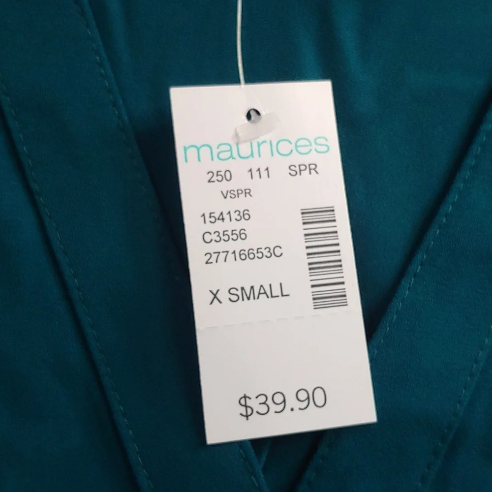 NWT MAURICES TEAL BUTTON DOWN - Picture 7 of 10